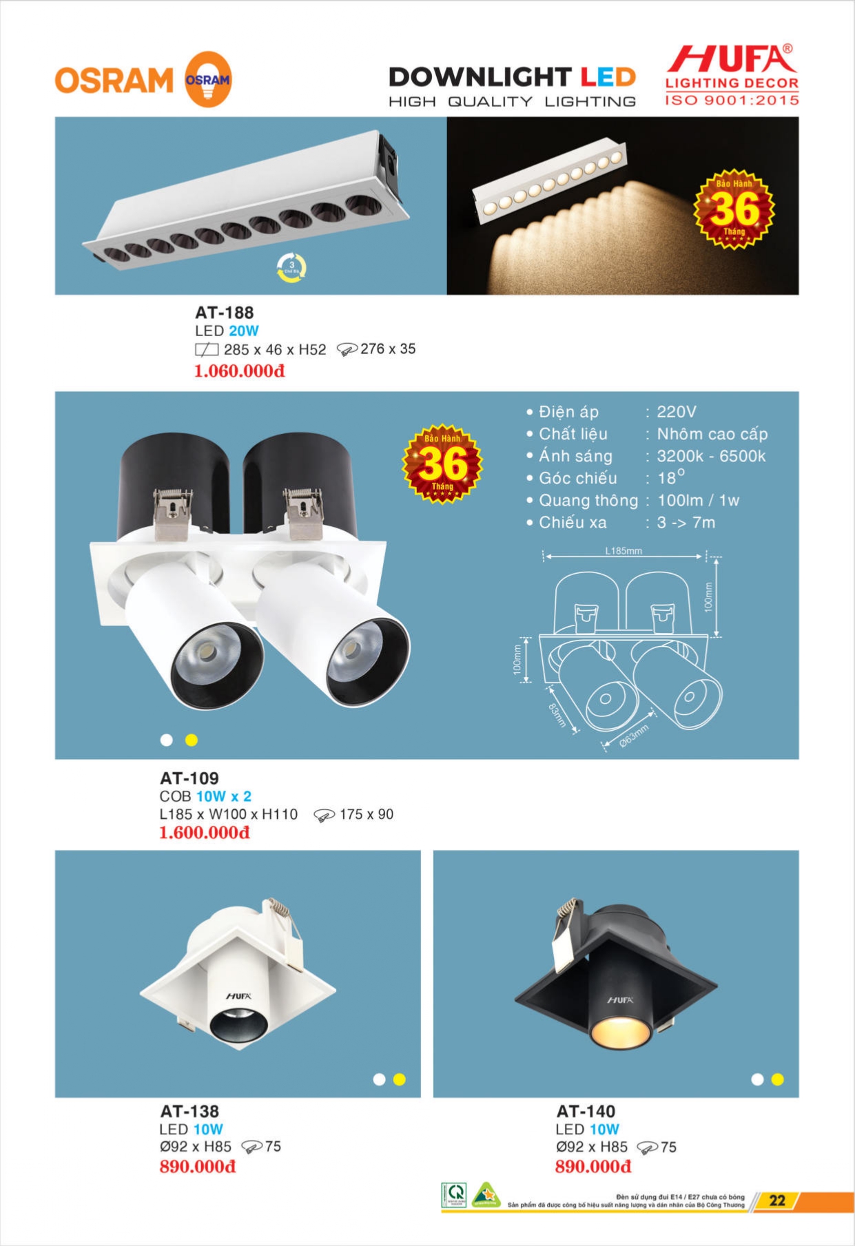 Bảng giá đèn LED HUFA 2026